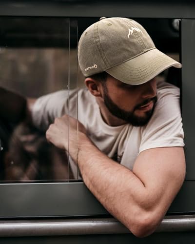 FURTALK Mountain Embroidery Baseball Cap Washed Denim-Style Dad Hat Distressed Unisex Golf Hat - color: Khaki