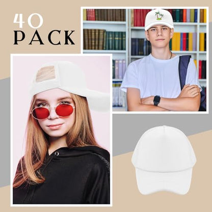Hercicy 40 Pack Blank Trucker Hat Bulk - color: White