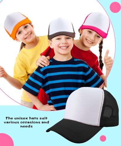 40 Pack Kids Sublimation Trucker Hat Bulk Blank Baseball Cap DIY Mesh Baseball Hat Adjustable Trucker Cap for Summer - color: Color Set 1