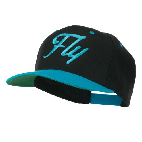 e4Hats.com Fly Embroidered Flat Bill Cap - color: Black Blue Green