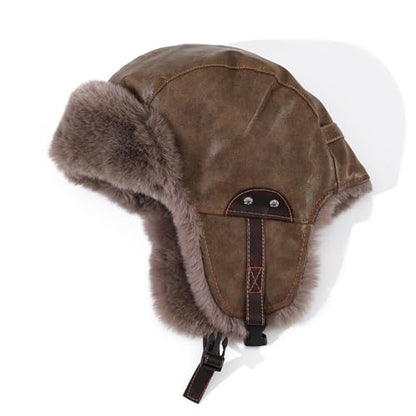 Faux Fur Trapper Hat Womens Winter Hats with Ear Flaps Leather Ushanka Russian Hat for Men Cossack Hunter Ski Caps - color: Mg-lfm25119-green