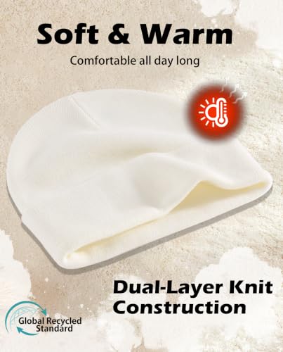 Connectyle Men's Cuffed Beanie Hat Double Layer Knit Winter Watch Cap - color: Beige