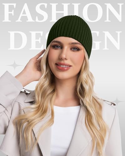ROYBENS Wool Beanie for Men Women, Seamless Knit Warm Winter Hat Skull Caps - color: 1pcs- Army Green