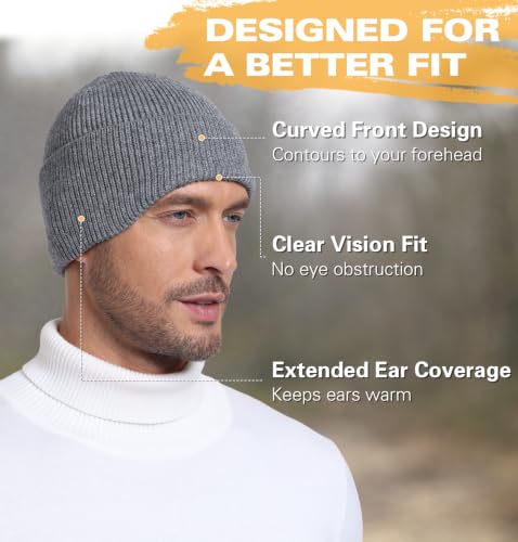 Wmcaps Soft Winter Beanie for Men Women, Warm Knit Hat with Curved Cuff - color: Coffee