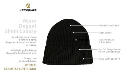 Seamless Beanie Cap, Acrylic Unisex Winter Beanie - color: Black