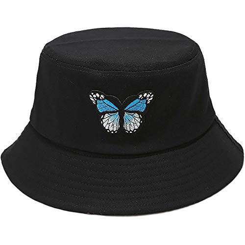 Unisex Bucket Hat Summer UPF 50+ Sun Protection Outdoor Beach Fishing Travel Hiking Hat - color: Butterfly Black