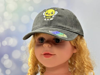 Adjustable Embroidery Animal Baseball Hat for Kid Toddler Child - color: Bee (Washed Black)