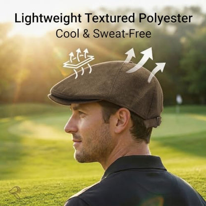 ZLYC Newsboy Cap for Men Summer Flat Cap Lightweight Beret Hat - color: Buckle Coffee