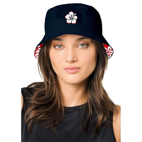 Bucket Hat for Men Women Funny Holiday Fishing Hat Cute Fisherman Cap - color: Hibiscus Flower