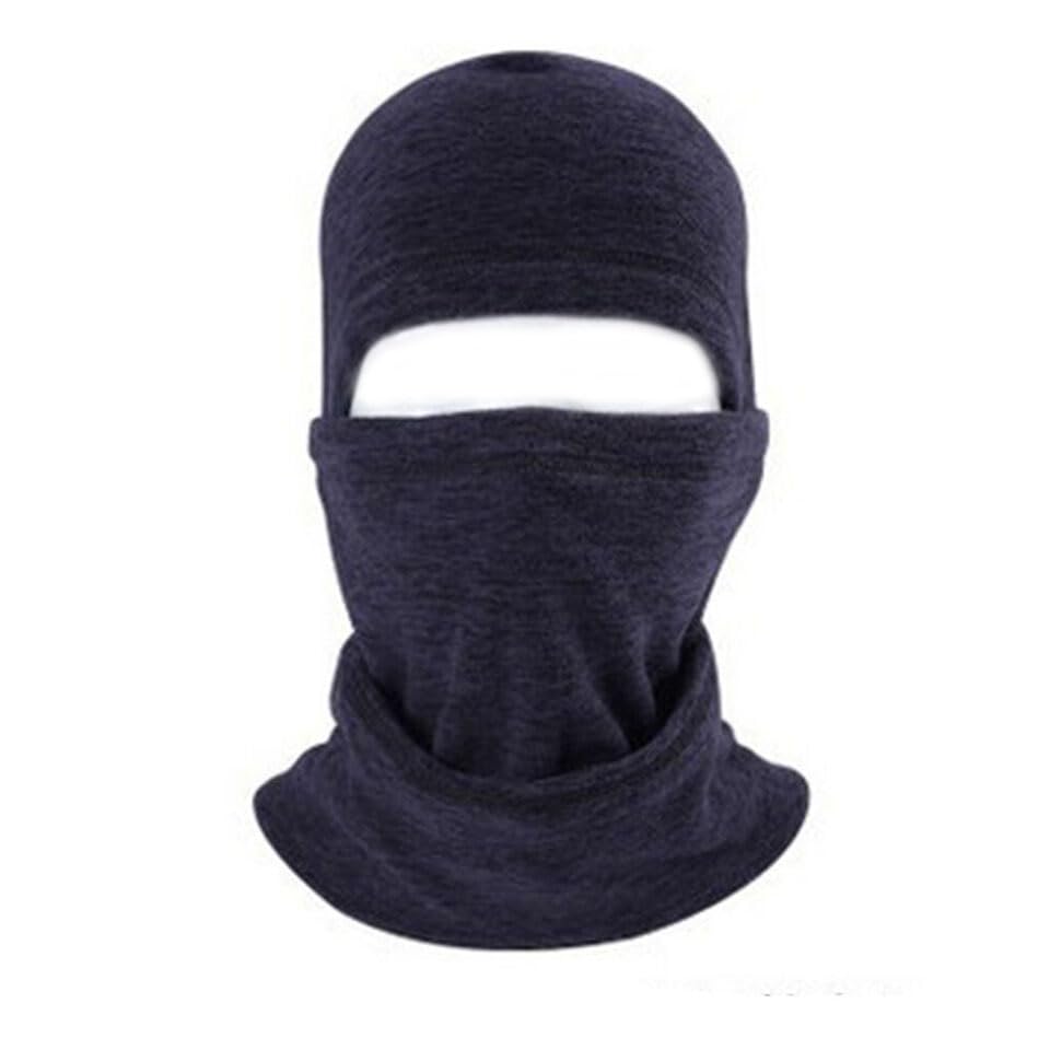 Thermal Neck Hoods Caps Balaclava Winter Fleece Full Face Mask Windproof Ski Hat - color: Dark Blue