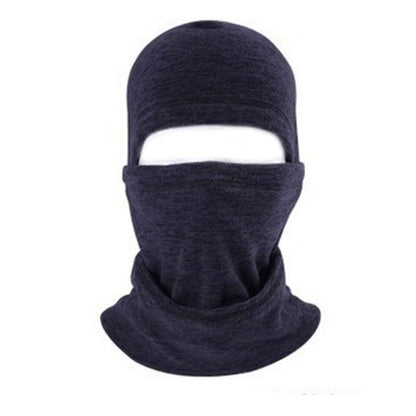 Thermal Neck Hoods Caps Balaclava Winter Fleece Full Face Mask Windproof Ski Hat - color: Dark Blue
