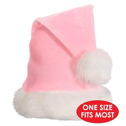 Beistle Plush Hats - Party Hats for Birthday & Holiday Theme Parties: Christmas - Santa - color: Light Pink - 2 Piece