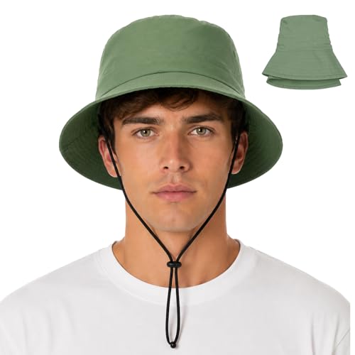 Water-Resistant Bucket Hat for Women Men Rain Hat UPF 50+ Boonie Sun Hat - color: Army Green