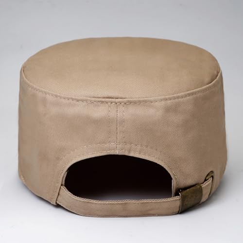 Cadet Hat Flat Top Hats Army Military Caps for Men Women - color: Beige