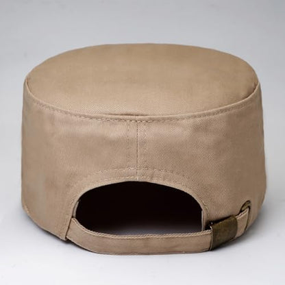 Cadet Hat Flat Top Hats Army Military Caps for Men Women - color: Beige
