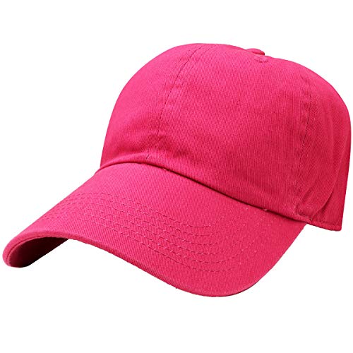 Falari Classic Baseball Cap Dad Hat 100% Cotton Soft Adjustable Size - color: Hot Pink
