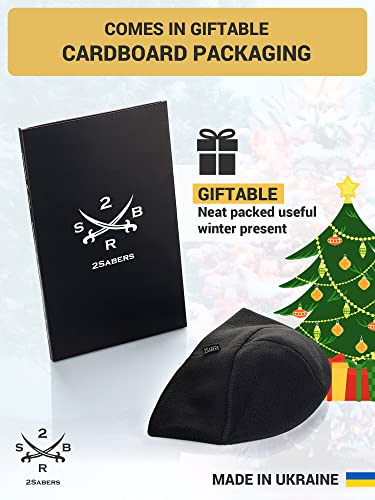 2SBR 2SABERS Fleece Winter Warm Watch Cap - Mens Outdoor Skull Beanie Hat - color: Black Patch Panel, size: Small