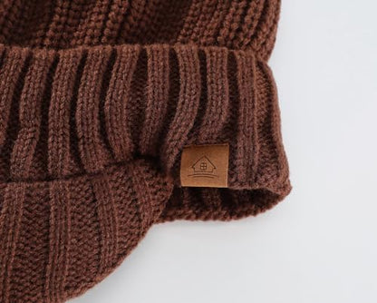 Home Prefer Men's Winter Hat Thick Knit Beanie Cap with Visor Newsboy Beanie Hat - color: Walnut