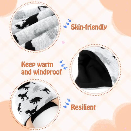 Duoyeree Kids Beanie Dinosaur Pom Pom Knit Winter Hat Fleece Lined for 1-7T - color: White Grey, size: 2-4T