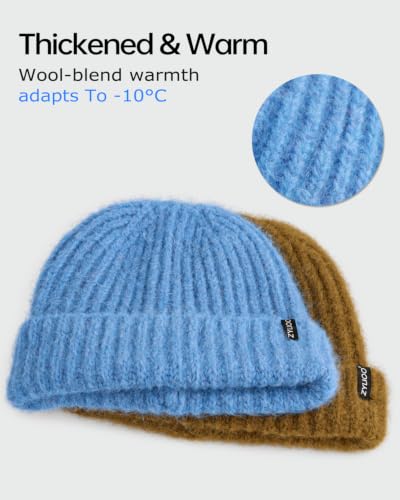 XXL Chunky Beanie for Big Heads Men Women,Loose Thick Knit Winter Hat - color: Blue