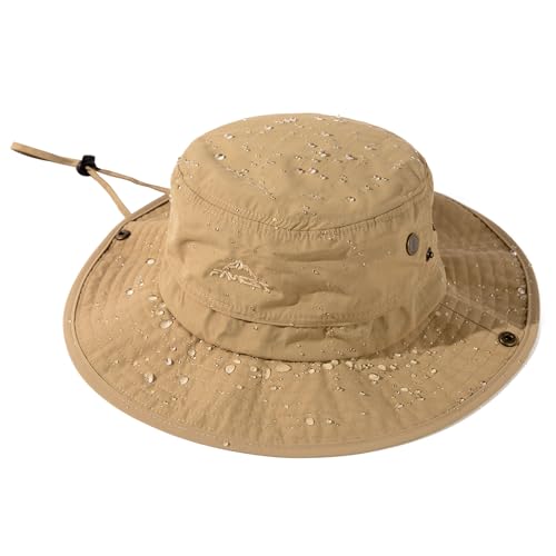 TOP-EX Waterproof Wide Brim Sun Hat for Men, UPF 50+, Large Sizes - color: Te00702_khaki, size: X-Large-XX-Large