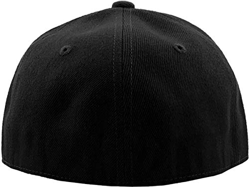 KBETHOS® Original 6 Panel Flat Brim True-Fit Fitted Cap - color: Black, size: 7 3/4