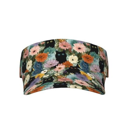 Unisex Adjustable Sports Sun Visor - color: Floral Cat