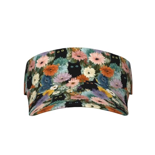 Unisex Adjustable Sports Sun Visor - color: Floral Cat
