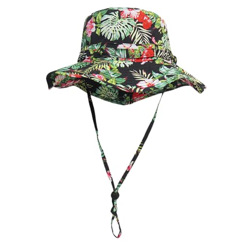 Bucket Hat UV Protection Sun Hat, Boonie Fishing Safari Hats for Outdoors - color: Floral Print Green