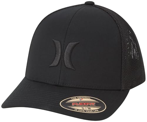 Hurley Mens Baseball Cap Laguna Icon Trucker Hat, Curved Brim - color: All Black, size: Small-Medium