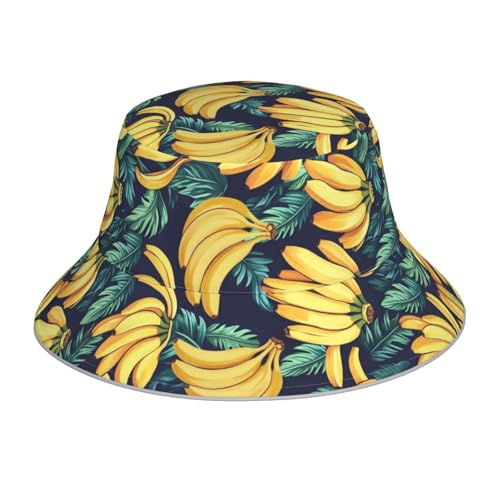 Bucket Hat Summer Beach Fisherman Cap Packable Sun Hats for Men Women, Reversible Double-Side-Wear - color: Banana