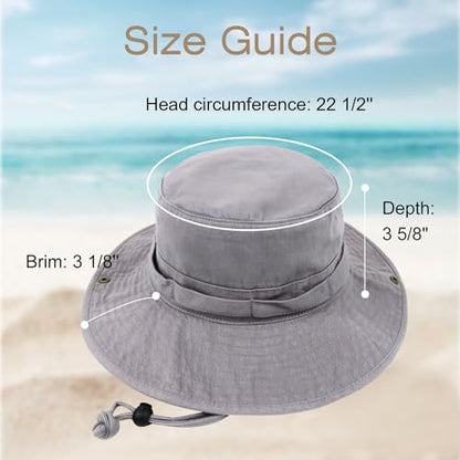 Bucket Hat UV Protection Sun Hat, Boonie Fishing Safari Hats for Outdoors - color: Grey