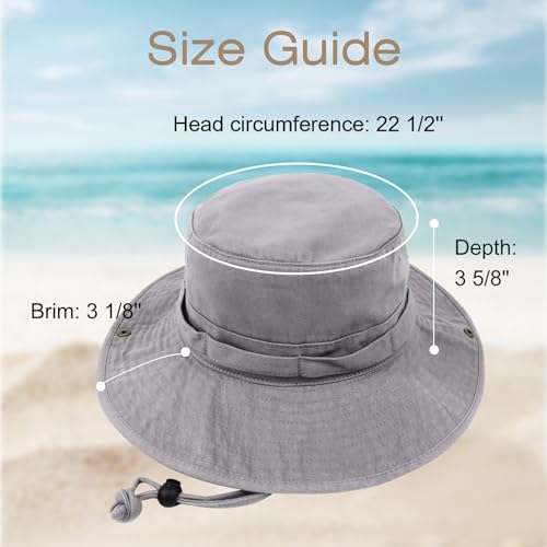 Bucket Hat UV Protection Sun Hat, Boonie Fishing Safari Hats for Outdoors - color: Grey