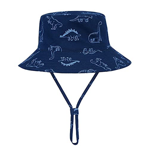 Durio UPF 50+ Baby Sun Hat Wide Brim Toddler Bucket Hats for Boys 0-8 Years - color: D Royal Bule Dinosaur, size: 12-24 Months