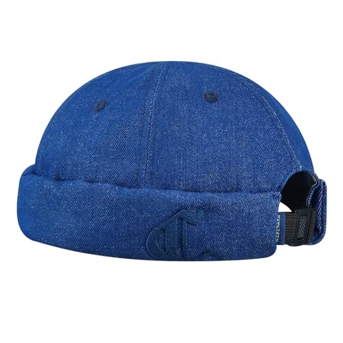 Clakllie Warm Brimless Hat Knitted Skull Cap Docker Hat Soft Beanie Worker Hat Rolled Cuff Sailor Fisherman Leon Hat - color: Cdus-hbmh1-royal Blue