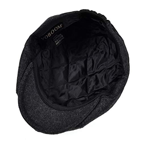 VOBOOM Men Wool Blend 8 Panel Newsboy Cap Tweed Hat - color: Grey