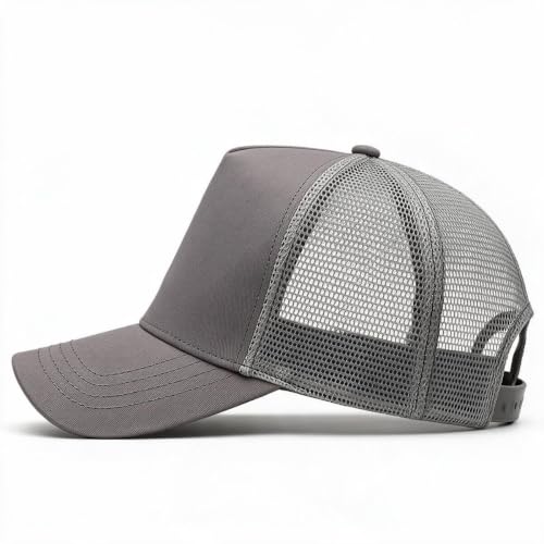 Oversize XXL Mesh Trucker Hat Big Head Hats for Men High Crown Baseball Cap Breathable Dad Hat Adjustable 23.6"-25.6" - color: Gray