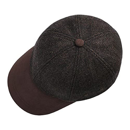 BOTVELA Men Wool Adjustable Tweed Baseball Cap - color: P Herringbone Coffee