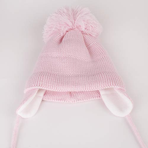 Baby Toddler Beanie Earflap Winter Hat Fleece Lined Knit Cap Girls Boy - color: Pink, size: 2-5T