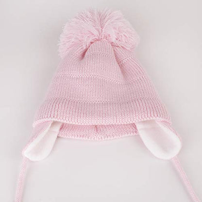 Baby Toddler Beanie Earflap Winter Hat Fleece Lined Knit Cap Girls Boy - color: Pink, size: 2-5T