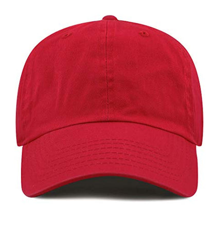 Cotton Baseball Cap Dad Hat – Washed Low Profile Adjustable Hat for Men Women Casual Outdoor Running Golf - color: Red