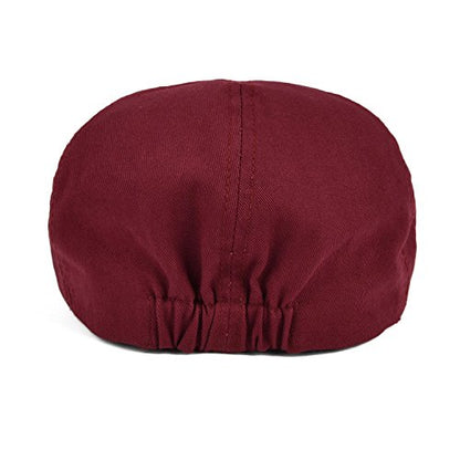 VOBOOM Cotton Flat Cabbie Hat Gatsby Ivy Irish Hunting Newsboy Cap - color: Burgundy