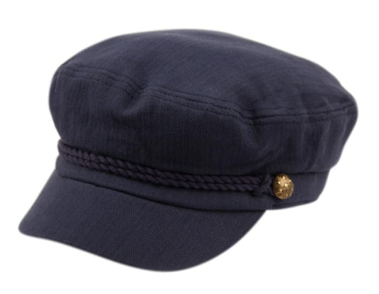 EPOCH Men's Summer Cotton Greek Fisherman Sailor Fiddler Driver Hat Flat Cap - color: Indigo/Navy
