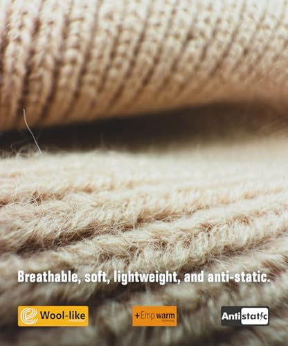 EMPIRELION Wool-Like Cuff Beanie, 0% Wool Itch-Free, Thick Thermal Knit Warm Winter Hats,Soft Stretch Outdoor Cap - color: Frosted Vanilla