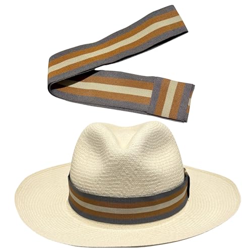 Gamboa Adjustable Hat Bands for Men and Women Fedora and Cowboy Hat Ribbon Band Hatbands Accessories - color: Grey & Brown, size: Large