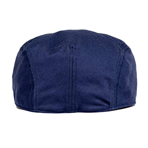 BOTVELA Men Cotton Twill Newsboy Flat Hat Fitted Cap - color: Navy, size: 7 3/8