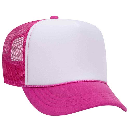 Ashen Fane Kids' Polyester Foam Front 5 Panel High Crown Mesh Back Trucker Hat - color: Hpk/Wht/Hpk
