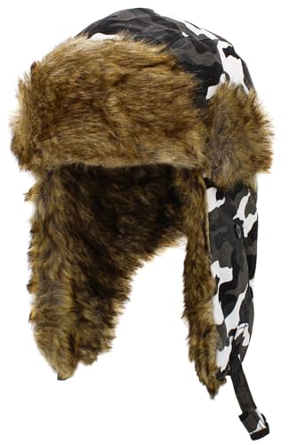 Wool Blend Aviator Trapper hat Trooper Ear Flaps Ushanka Eskimo Russian Warm Winter Cold… - color: Citi Camo Classic Solid