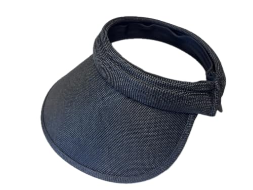 PRO.FASHION Women's Summer Sun UV Protection Visor Wide Brim Clip on Beach Pool Golf Cap Hat-Polyester - color: Tapered Brim - Black