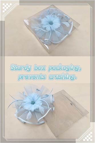 SAFERIN Fascinator for Women Hair Clip Hat Bowler Feather Flower Veil Wedding Party Hat Tea Hat - color: Ta1-light Blue